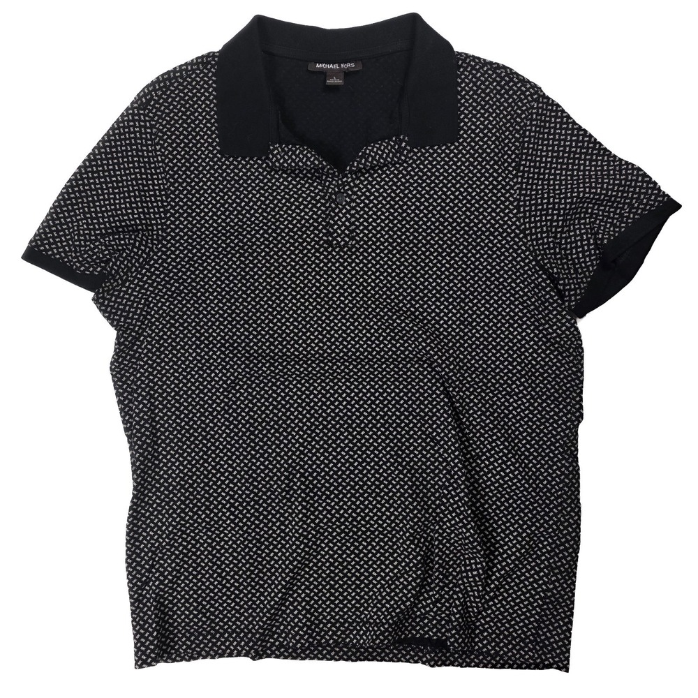 Michael Kors Black MK Signature Logo Polo Shirt Men's Size Large